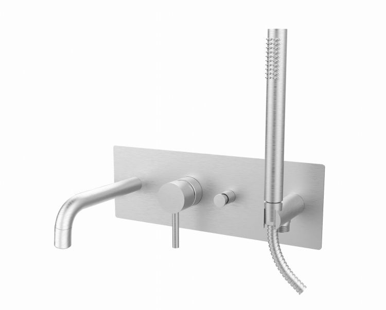 Bateria wannowo-prysznicowa podtynkowa ze słuchawką prysznicową Paffoni Light LIG001ST stal szczotkowana