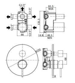 Bateria prysznicowa podtynkowa 3-drożna Paffoni Light LIG019ST stal szczotkowana
