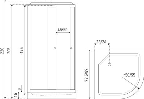 Przejdź do produktu Kabina półokrągła z hydromasażem 90x90 cm z czarnymi profilami Kerra Oviedo 90