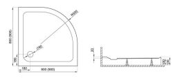 Brodzik półokrągły kompaktowy 80x80 cm Standard 2 Polimat 00787 - rysunek techniczny