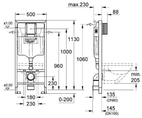 Grohe Rapid SL 5w1 rys techniczny