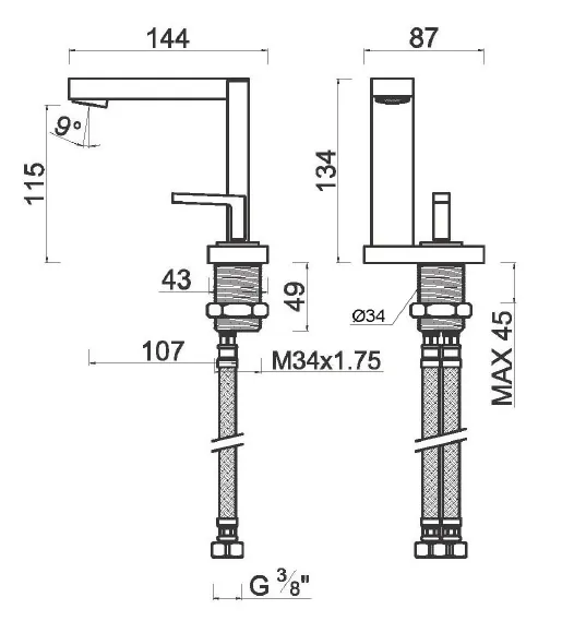 Bateria umywalkowa 13 cm z joystickiem Sapho Soliter TRO001 chrom