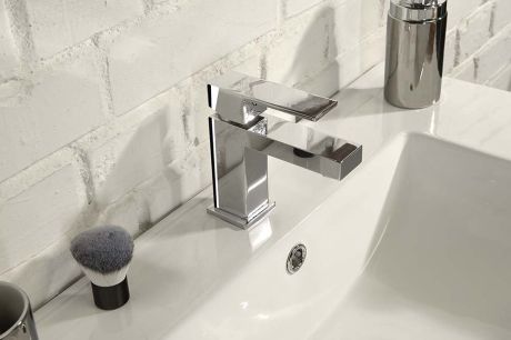 Przejdź do produktu Bateria umywalkowa 14 cm bez korka geometryczna forma Sapho Latus 1102-02 chrom