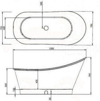 Wanna wolnostojąca 159x80x70 cm Balexim Lili biała