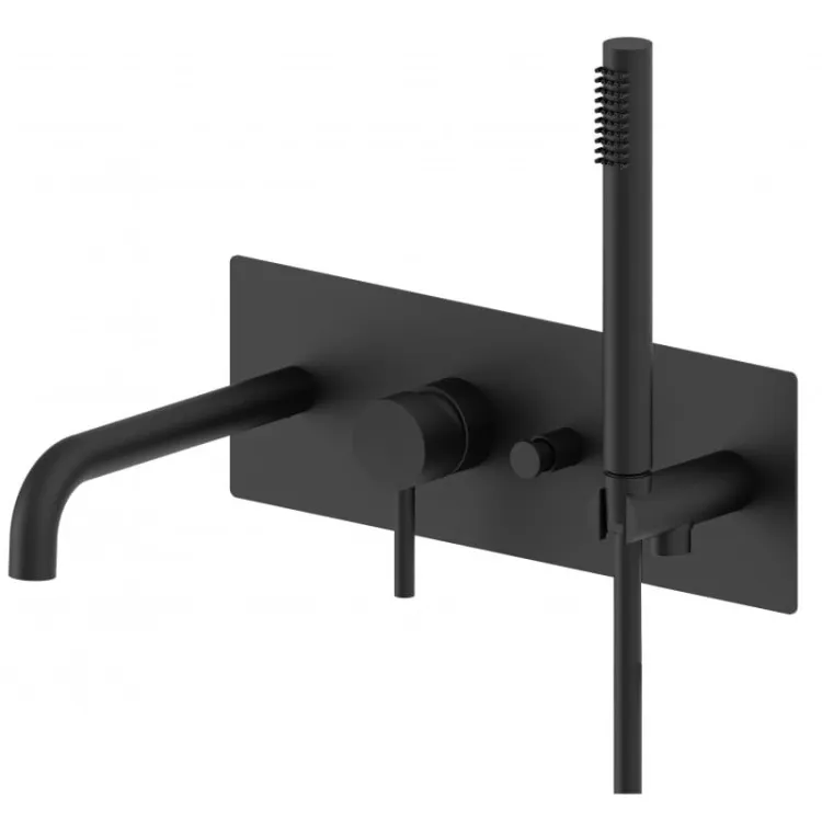 Bateria wannowo-prysznicowa podtynkowa ze słuchawką prysznicową Paffoni Light LIG001NO czarny mat