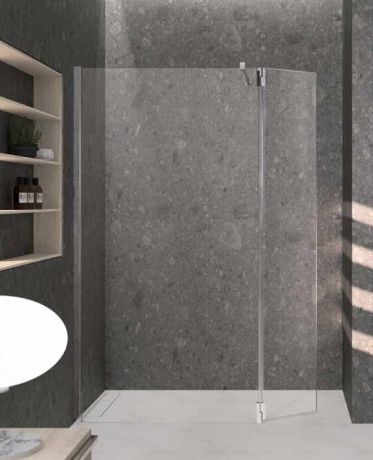 Przejdź do produktu Ścianka wolnostojąca prysznicowa ze ścianką ruchomą 90x195cm Novellini Kali H+HA KALIH90-1B+KALIHA37-1K srebrny