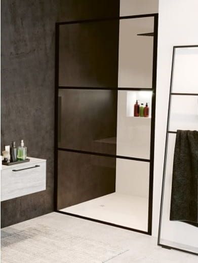 Drzwi prysznicowe 90 cm z czarnymi profilami Riho Grid GB1090000