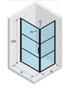 Kabina prysznicowa prostokątna 100x80 cm z czarnymi profilami Riho Grid GB201 GB2100080