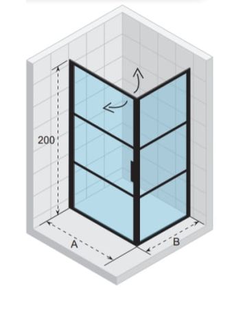 Przejdź do produktu Kabina prysznicowa prostokątna 100x80 cm z czarnymi profilami Riho Grid GB201 G004013121