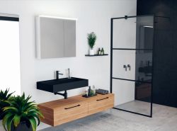 Ścianka prysznicowa 90 cm walk-in z czarnymi profilami Riho Grid GB400 G004025121