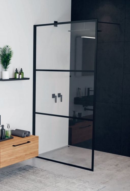 Ścianka prysznicowa 100 cm walk-in z czarnymi profilami Riho Grid GB400 G004026121