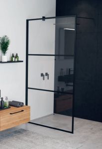 Ścianka prysznicowa 140 cm walk-in z czarnymi profilami Riho Grid GB400 G004028121