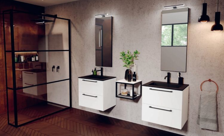 Kabina prysznicowa 120 cm walk-in z elementem stałym i czarnymi profilami Riho Grid GB402 G004039121