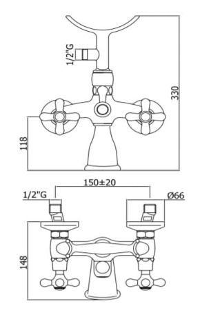 Przejdź do produktu Bateria wannowa Retro ze słuchawką prysznicową Paffoni Iris IRV027 chrom