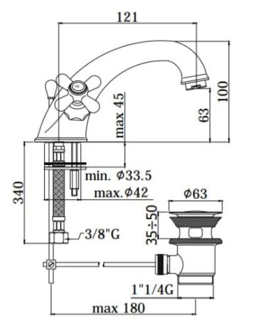Przejdź do produktu Bateria umywalkowa stojąca Retro z korkiem automatycznym Paffoni Iris IRV065 chrom