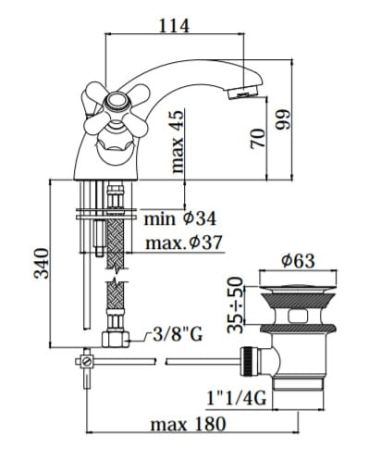 Przejdź do produktu Bateria umywalkowa stojąca Retro z korkiem automatycznym Paffoni Iris IRV075 chrom