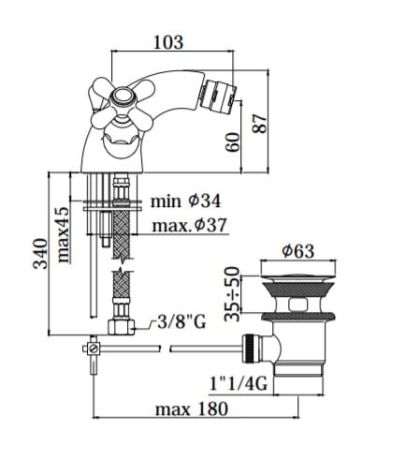 Przejdź do produktu Bateria bidetowa Retro z korkiem automatycznym Paffoni Iris IRV135 chrom
