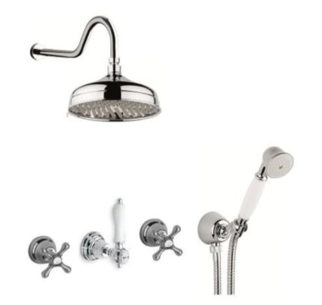 Przejdź do produktu Zestaw prysznicowy podtynkowy Retro z deszczownicą i słuchawką prysznicową Paffoni Iris IRV010ZSCF chrom