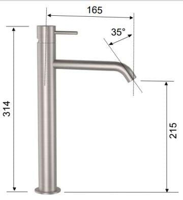 Bateria umywalkowa stojąca 31 cm wysoka z korkiem klik-klak Daniel Tokyo Steel SSTX607 stal szczotkowana