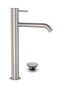 Bateria umywalkowa stojąca 31 cm wysoka z korkiem klik-klak Daniel Tokyo Steel SSTX607 stal szczotkowana