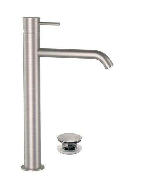 Bateria umywalkowa stojąca 31 cm wysoka z korkiem klik-klak Daniel Tokyo Steel SSTX607 stal szczotkowana