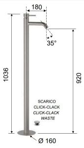 Bateria umywalkowa wolnostojąca 104 cm Daniel Tokyo Steel SSTX688 stal szczotkowana