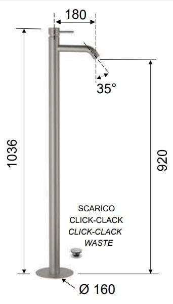 Bateria umywalkowa wolnostojąca 104 cm Daniel Tokyo Steel SSTX688 stal szczotkowana
