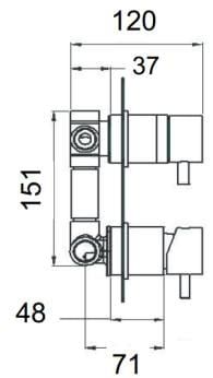 Bateria prysznicowa podtynkowa 3-drożna Daniel Tokyo TK612D3 chrom