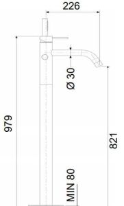 Bateria wannowa wolnostojąca 106 cm ze słuchawką prysznicową Daniel Tokyo TK678 chrom