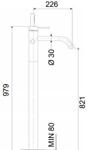 Bateria wannowa wolnostojąca 106 cm ze słuchawką prysznicową Daniel Tokyo TK678 chrom