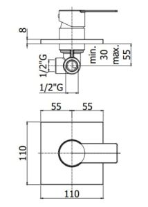 Bateria prysznicowa podtynkowa 1-drożna 11x11 cm Paffoni Tango TA010CR chrom