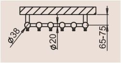 P.M.H. Rosendal R1W/6 Grzejnik łazienkowy biały 42 x 95 cm rysunek techniczny