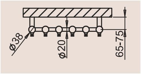 P.M.H. Rosendal R1W/6 Grzejnik łazienkowy biały 42 x 95 cm rysunek techniczny