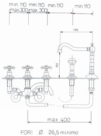 Przejdź do produktu Bateria na wannę 5-otworowa Retro Reitano Atea R388 bronzo
