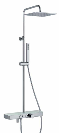 Przejdź do produktu Zestaw prysznicowy z deszczownicą, baterią termostatyczną i półeczką Sphera Docce TM3170706CR chrom