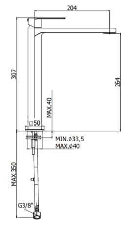 Przejdź do produktu Bateria umywalkowa stojąca 31 cm bez korka wysoka Paffoni Tango TA081CR chrom