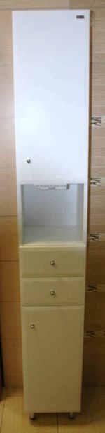 Słupek łazienkowy z MDF wysoki S3 z drzwiczkami, szufladami i wnęką