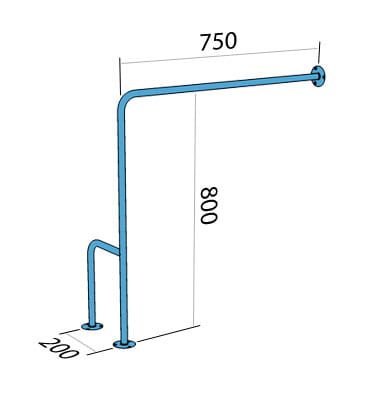 Przejdź do produktu Uchwyt łazienkowy dla osób niepełnosprawnych typu H 80x80 cm, prawy, mocowany do podłogi i ściany biały Makoinstal 32-UWCP