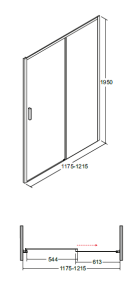 Drzwi prysznicowe 120x195 cm Besco Actis 120 rys. tech.
