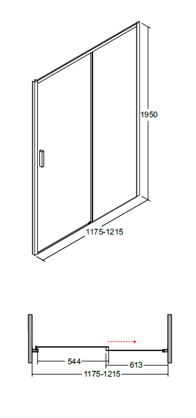 Drzwi prysznicowe 120x195 cm Besco Actis 120 rys. tech.