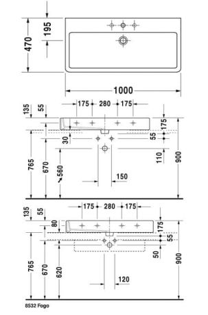 Przejdź do produktu Umywalka klasyczna 100x47 cm Vero Duravit 045410