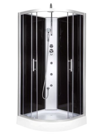 Przejdź do produktu Kabina prysznicowa półokrągła narożna 80x80 cm Kerra Faro 80 z hydromasażem