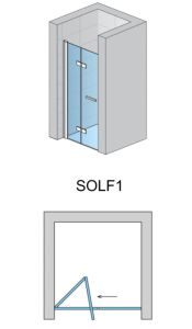 Drzwi prysznicowe dwuczęściowe składane SanSwiss Solino SOLF1 rys.tech.