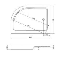 Brodzik Asymetryczny Saturn 120x90 lewy rysunek techniczny.JPG