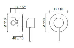 Bateria prysznicowa podtynkowa Giulini Futuro 6515 czarny mat rys.tech.