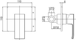 Bateria natryskowa podtynkowa Paffoni Level LES010CR rysunek techniczny