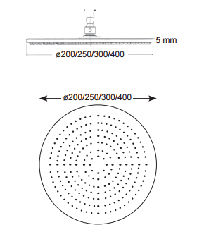 Deszczownica natryskowa okrągła 20 cm stalowy Sphera Mosca SD5020003CR - rysunek techniczny