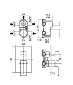 Bateria prysznicowa podtynkowa z przełącznikiem Paffoni Level LES019CR