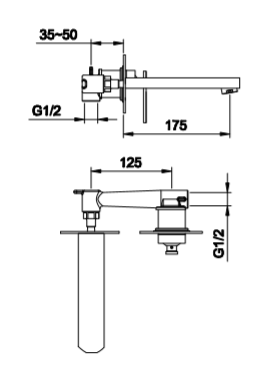 Bateria umywalkowa podtynkowa Kohlman Boxine QW180B chrom rys. tech.