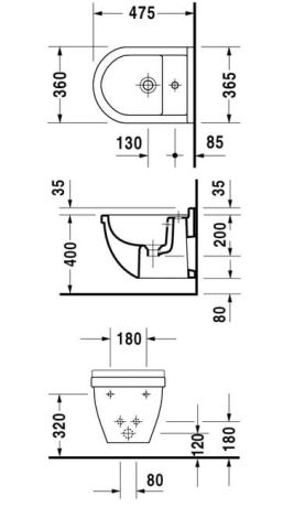 Przejdź do produktu Bidet wiszący Compact z przelewem oraz półką na baterię 36x47,5 cm Starck 3 Duravit 223115